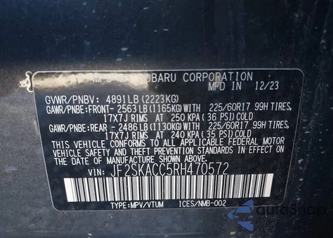 2024 Subaru Forester Premium from USA, damaged, VIN JF2SKACC5RH470572